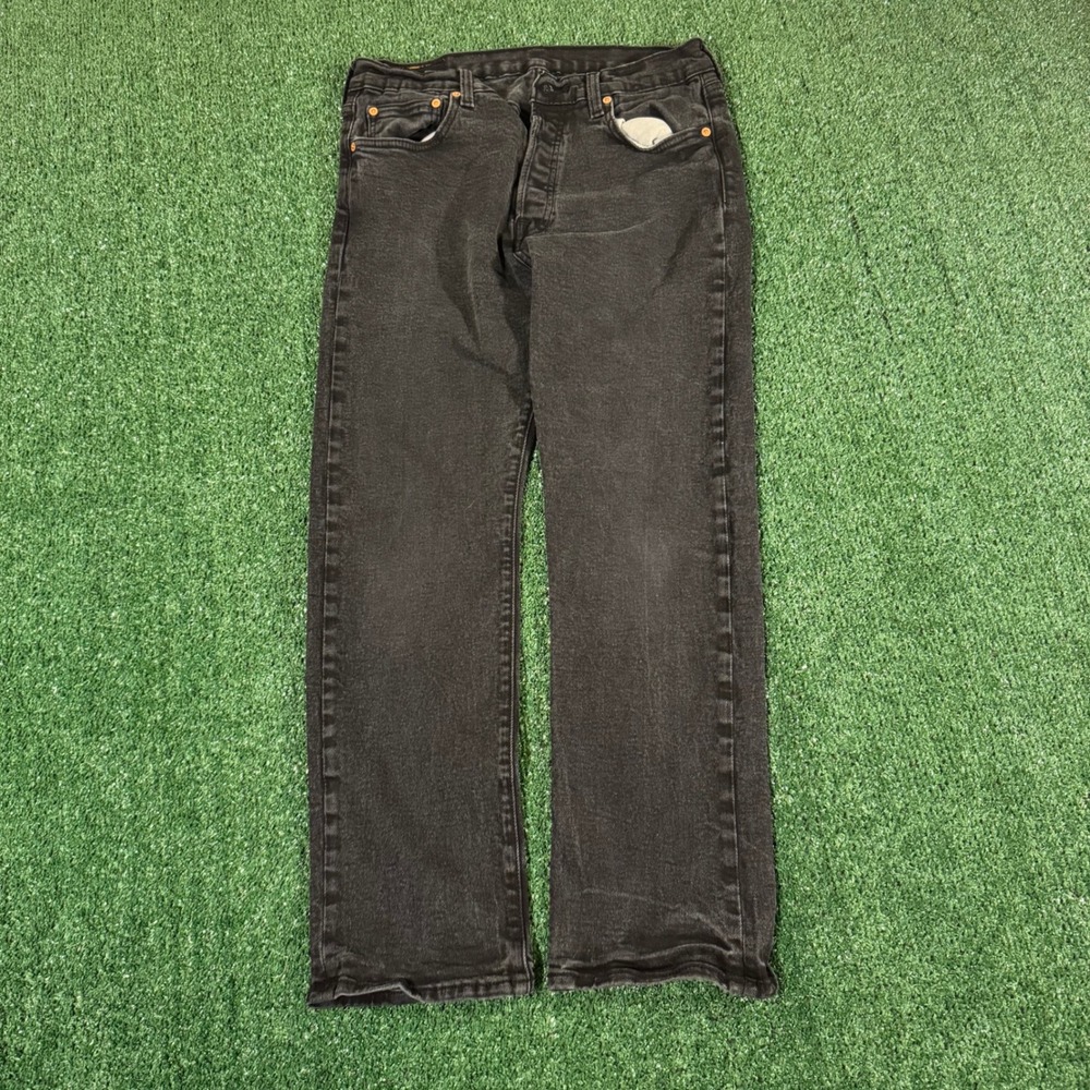 Levis 501 Mens Straight Leg Black Jeans W33 L30 Original Fit Button Fly